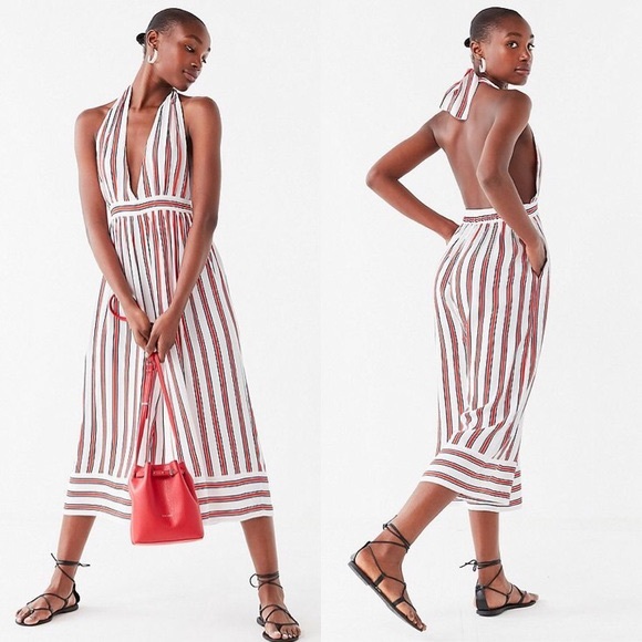 Striped halter top urban outfitters jumpsuit - Picture 2 of 4